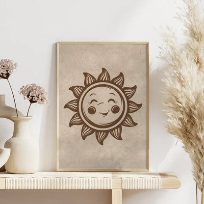 Boho Poster mit Erdkugel in Grün und Rot für ansprechende Wanddekoration