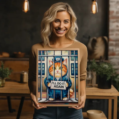 Mystische Feuerkatze Poster in leuchtenden Farben für magisches Ambiente