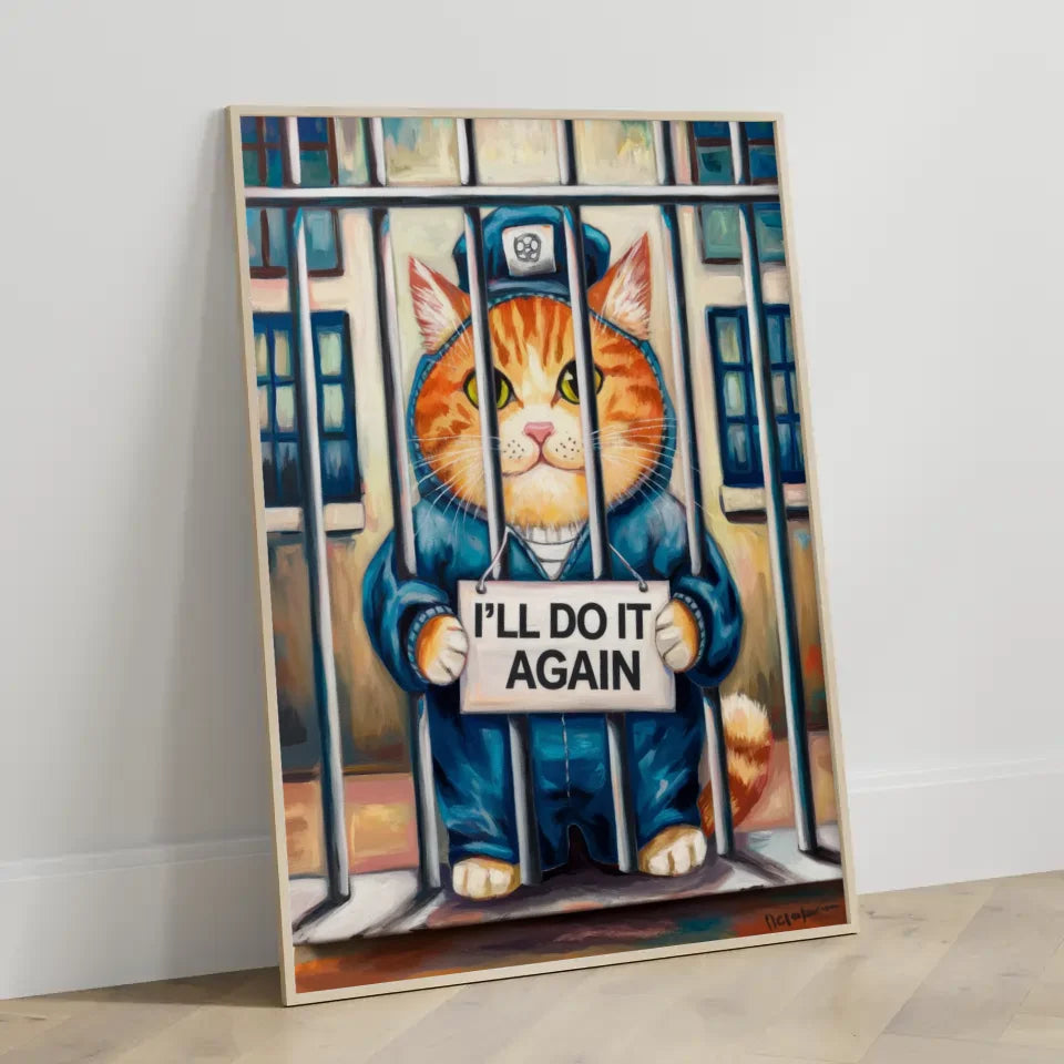 Mystische Feuerkatze Poster in leuchtenden Farben für magisches Ambiente