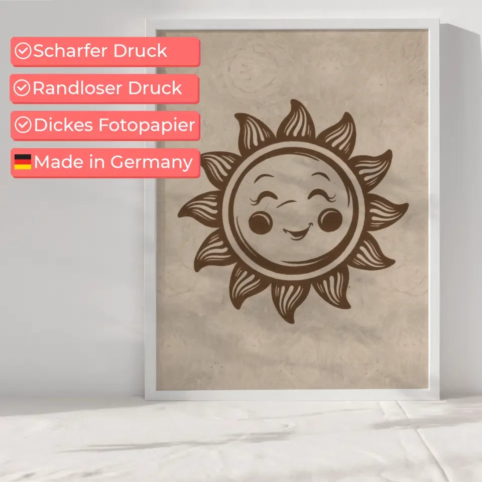Boho Poster mit Erdkugel in Grün und Rot für ansprechende Wanddekoration