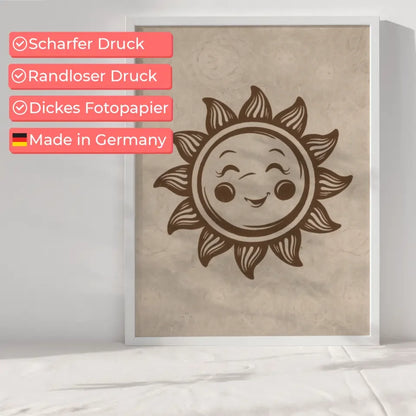 Boho Poster mit Erdkugel in Grün und Rot für ansprechende Wanddekoration