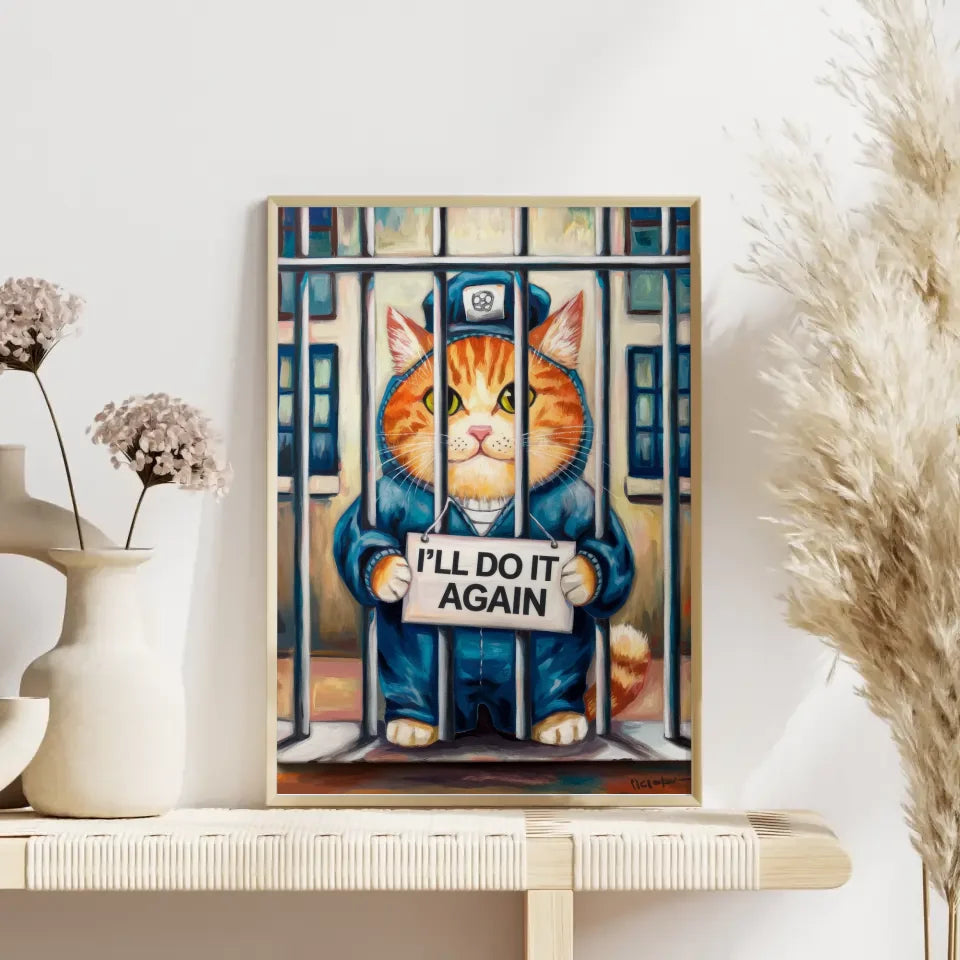 Mystische Feuerkatze Poster in leuchtenden Farben für magisches Ambiente