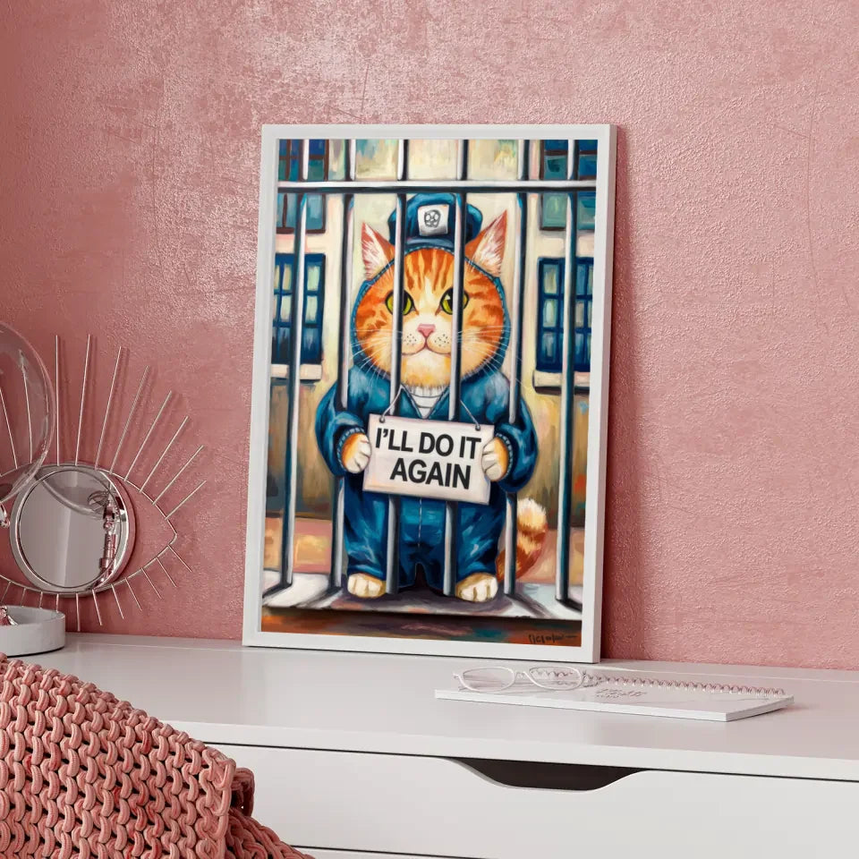 Mystische Feuerkatze Poster in leuchtenden Farben für magisches Ambiente