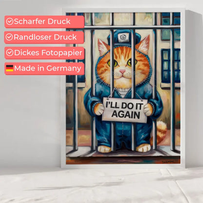 Mystische Feuerkatze Poster in leuchtenden Farben für magisches Ambiente