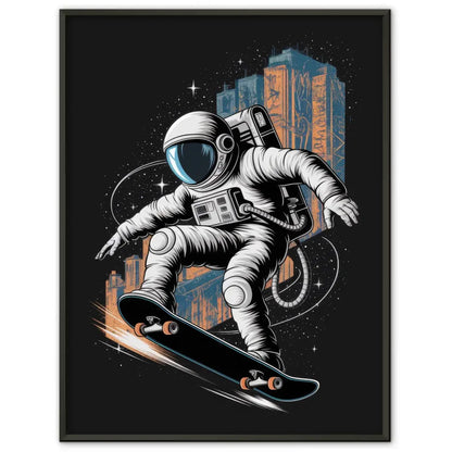 Poster Astronaut Skateboard Kickflip im Weltraum für dein Zuhause