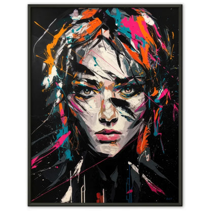 Abstraktes Poster mit faszinierendem weiblichen Gesicht in Farben