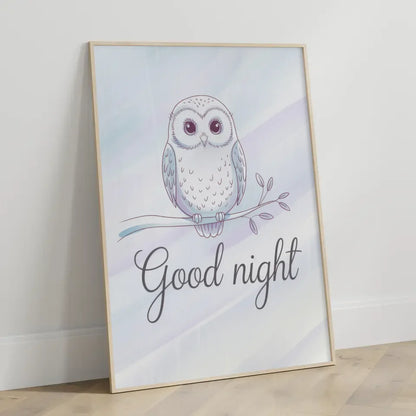 Poster Gute Nacht Eule minimalistisch in Pastellfarben modern decor