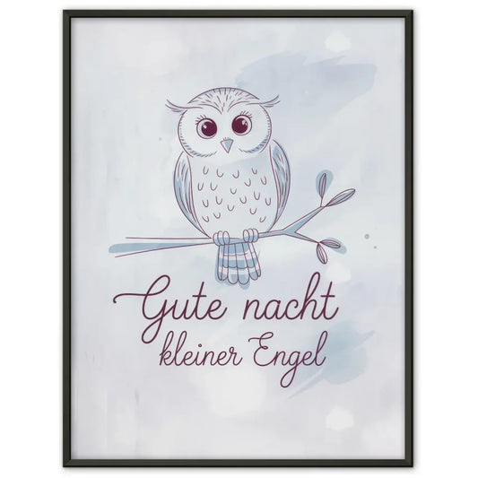 Bezaubernder Eulen Poster Gute Nacht Engel in sanften Pastellfarben