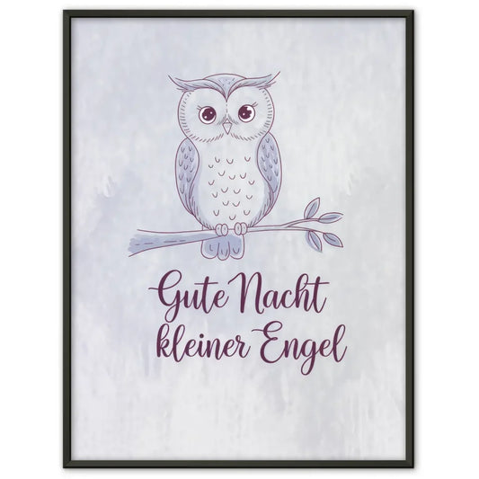 Bezaubernder Eulen Poster Gute Nacht Engel in sanften Pastellfarben