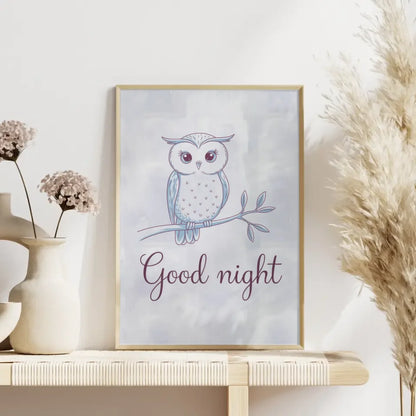 Poster Gute Nacht Eule minimalistisch in Pastellfarben modern decor