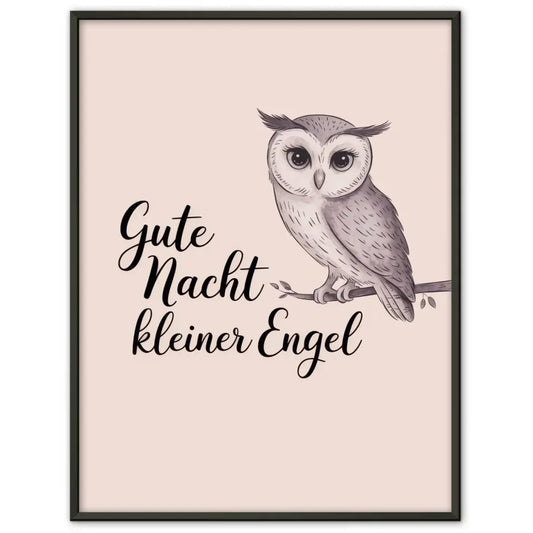 Bezaubernder Eulen Poster Gute Nacht Engel in sanften Pastellfarben
