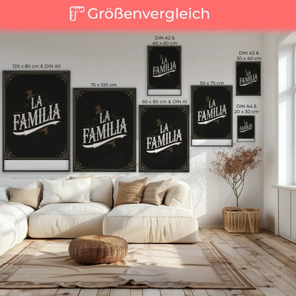 Poster im Chicano Stil La Familia auf weißer Pokerkarte kaufen