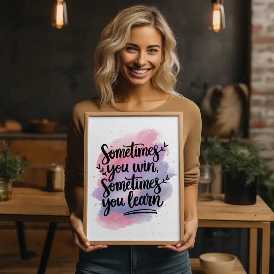 Motivationsposter mit Aquarell Hintergrund und Zitat in sanften Farben