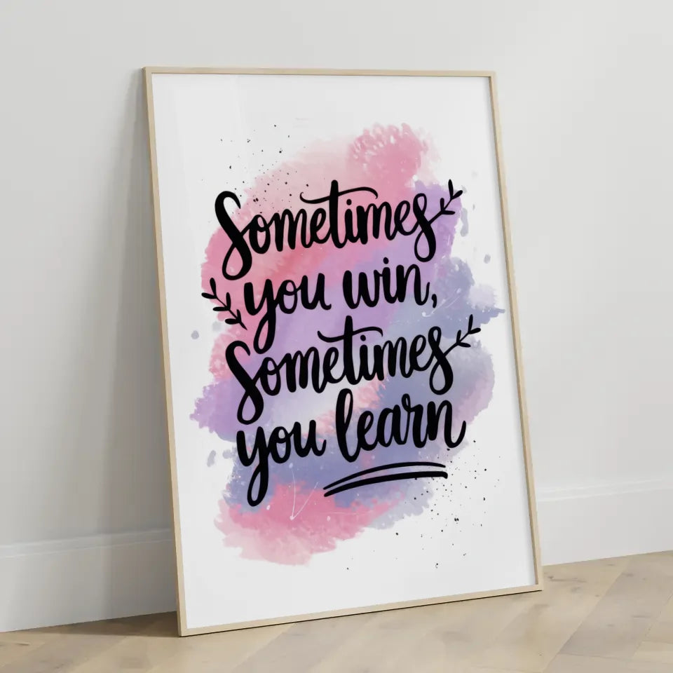 Motivationsposter mit Aquarell Hintergrund und Zitat in sanften Farben