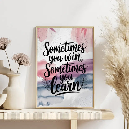 Motivationsposter mit Aquarell Hintergrund und Zitat in sanften Farben