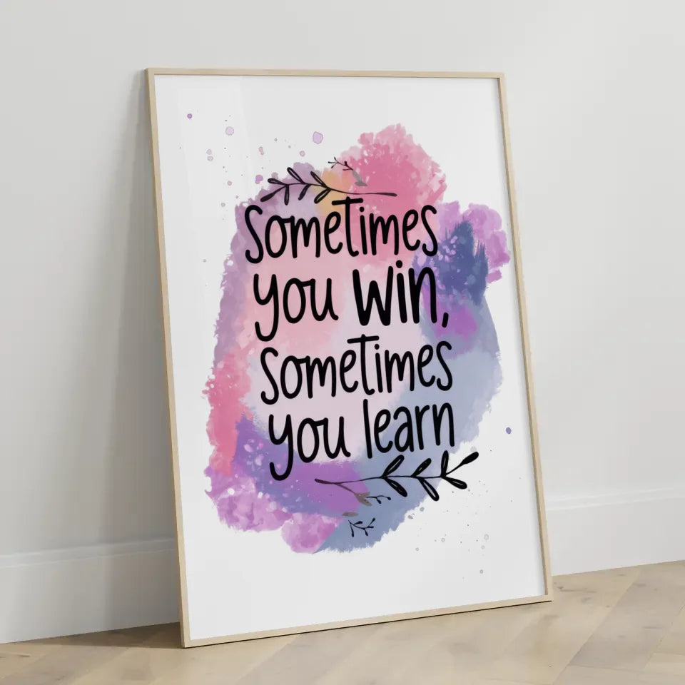 Motivierendes Zitat Poster mit Aquarell Hintergrund in Rosa Lila Blau