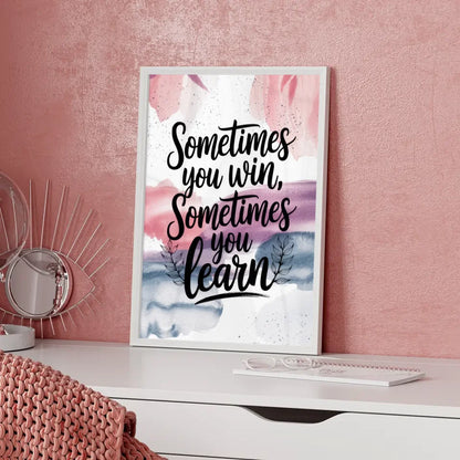 Motivationsposter mit Aquarell Hintergrund und Zitat in sanften Farben