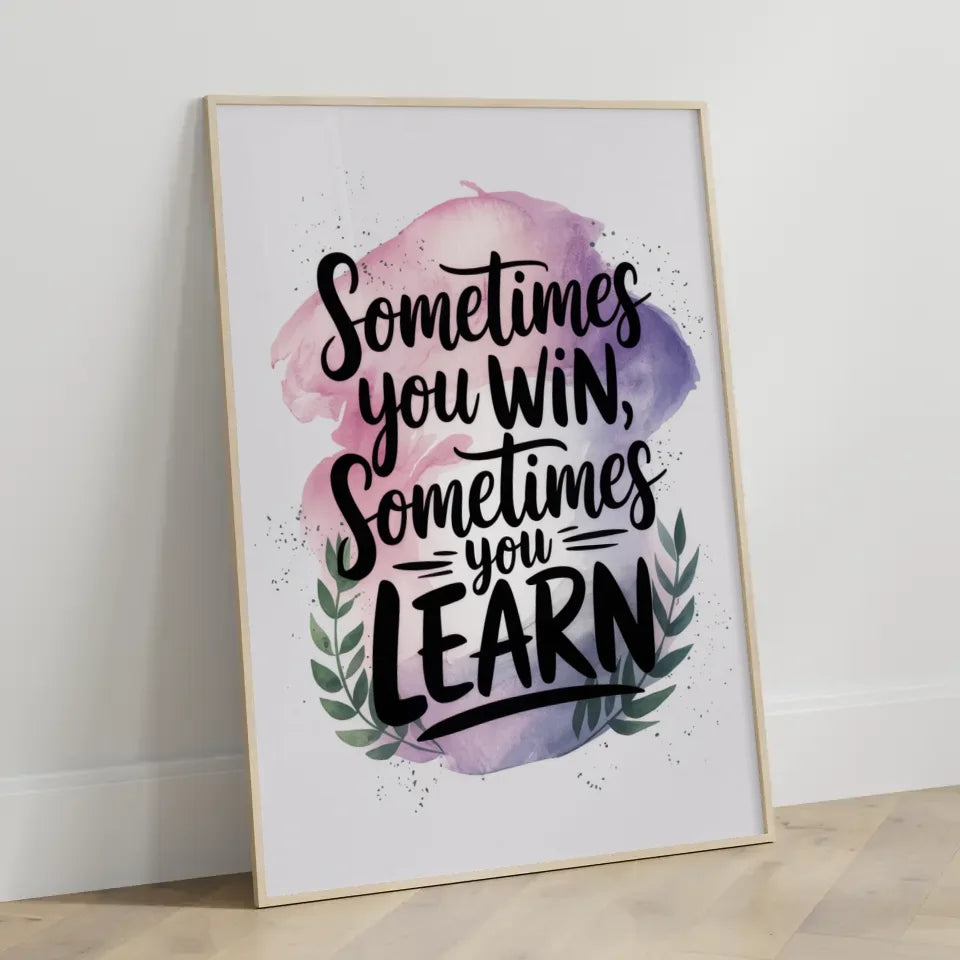 Motivierendes Zitat Poster mit Aquarell Hintergrund in Rosa Lila Blau