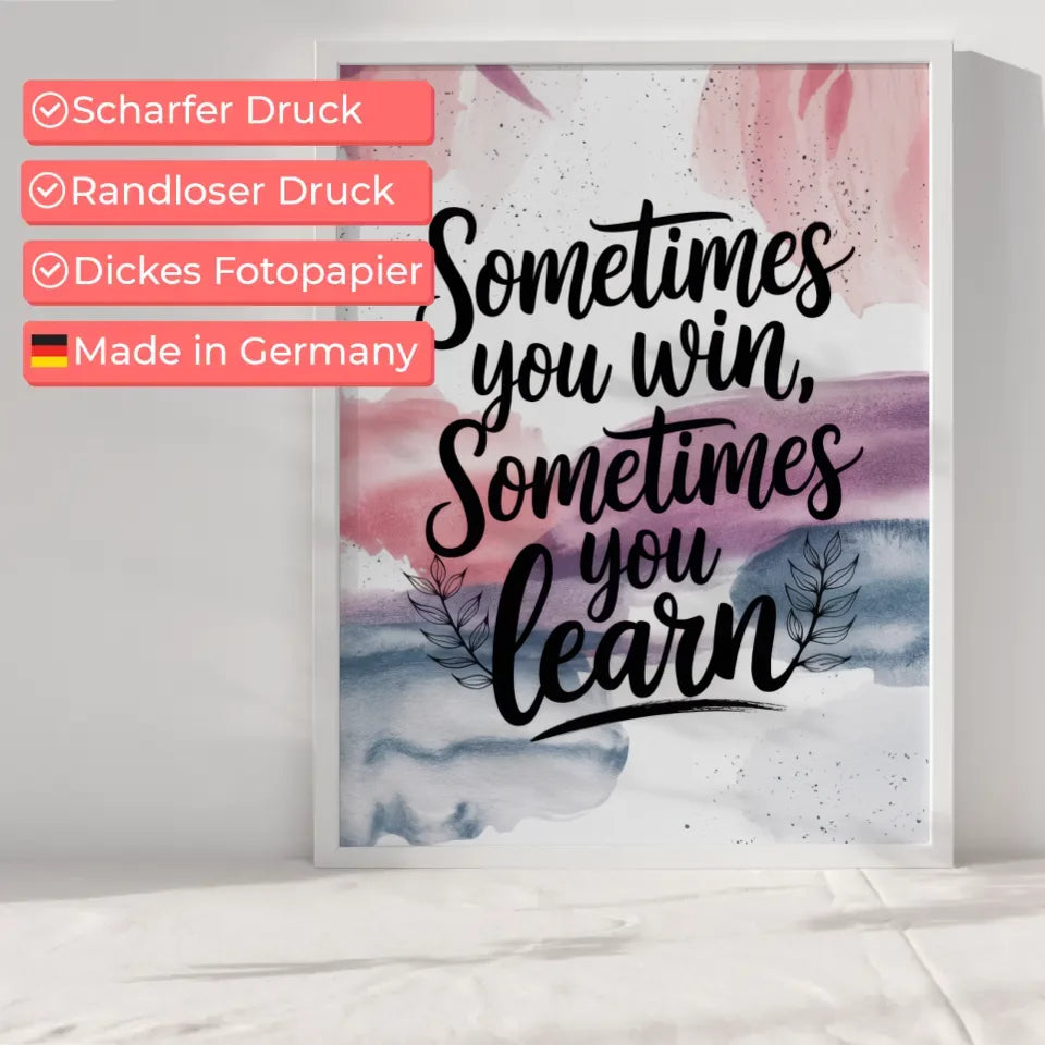 Motivationsposter mit Aquarell Hintergrund und Zitat in sanften Farben