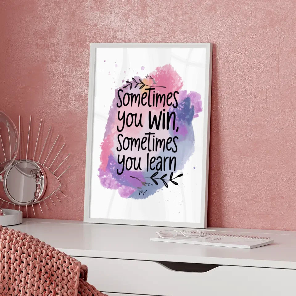 Motivierendes Zitat Poster mit Aquarell Hintergrund in Rosa Lila Blau
