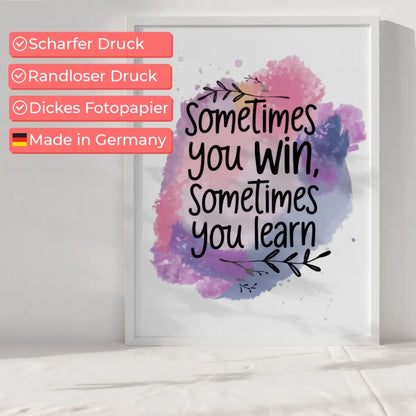 Motivierendes Zitat Poster mit Aquarell Hintergrund in Rosa Lila Blau