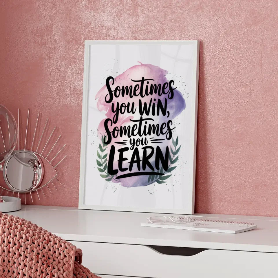 Motivierendes Zitat Poster mit Aquarell Hintergrund in Rosa Lila Blau