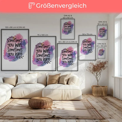 Motivierendes Zitat Poster mit Aquarell Hintergrund in Rosa Lila Blau