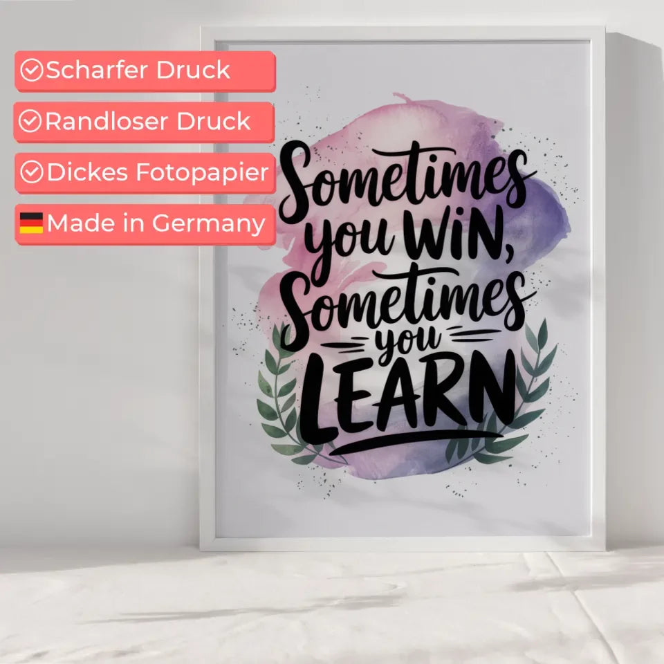 Motivierendes Zitat Poster mit Aquarell Hintergrund in Rosa Lila Blau