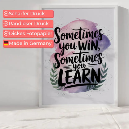 Motivierendes Zitat Poster mit Aquarell Hintergrund in Rosa Lila Blau