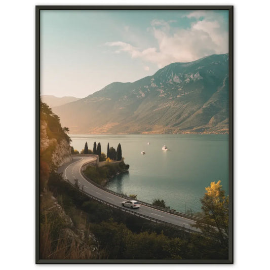 Poster mit ruhiger Strandszene bei Sonnenuntergang für gemütliches Wohnen