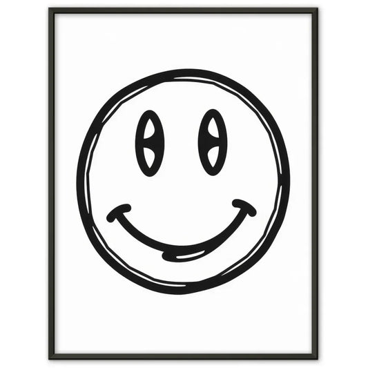 Minimalistisches Smiley Poster in Schwarz-Weiß für kreative Wände