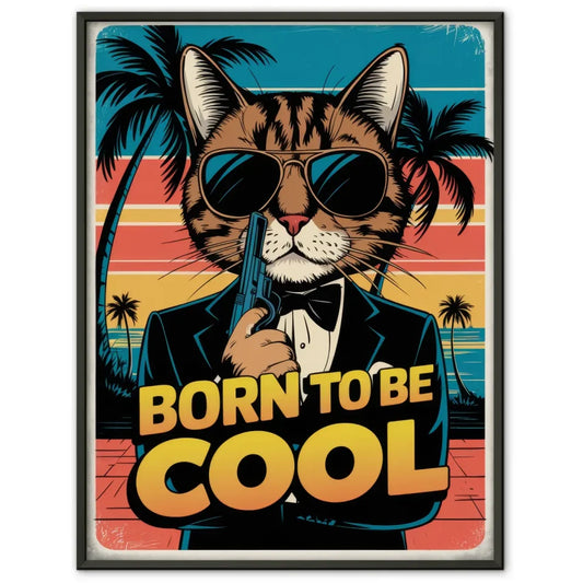 Cooler Katzen Poster im James-Bond Stil mit Retro-Design und Farben