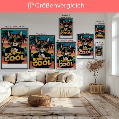 Cooler Katzen Poster im James-Bond Stil mit Retro-Design und Farben