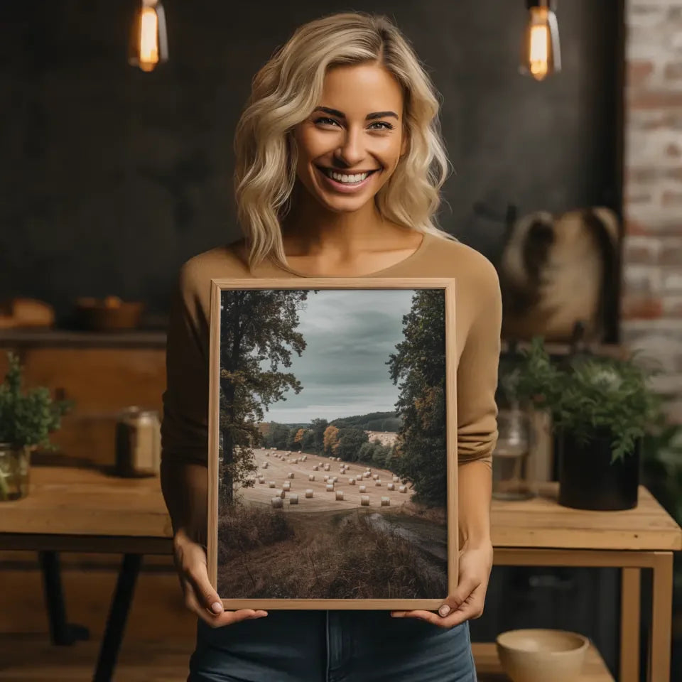 Poster Dein Lächeln steht dir gut Aquarellspritzer in Blau Rosa