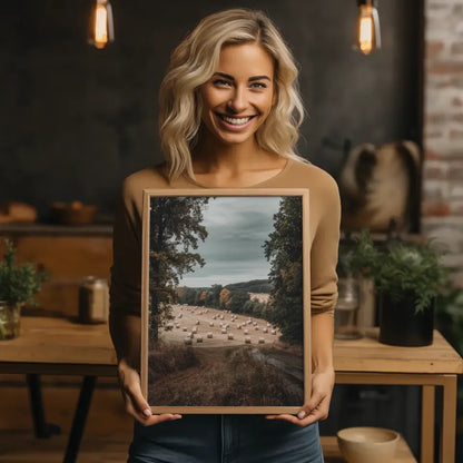 Poster Dein Lächeln steht dir gut Aquarellspritzer in Blau Rosa