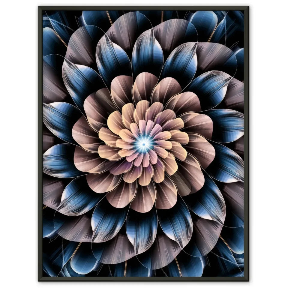 Faszinierendes Poster mit floralem Mandala Muster in Blau und Braun