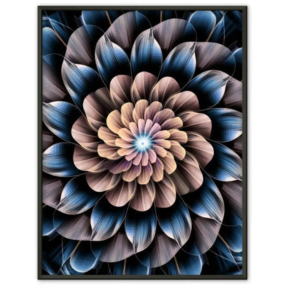 Faszinierendes Poster mit floralem Mandala Muster in Blau und Braun