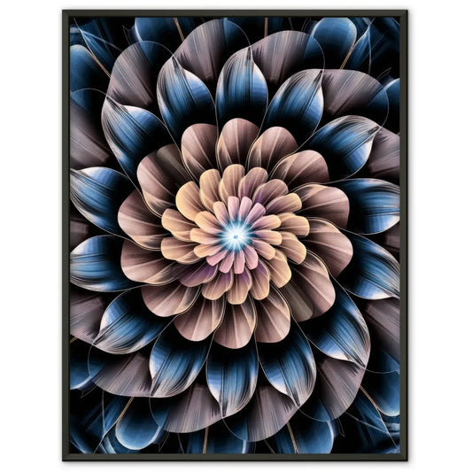 Faszinierendes Poster mit floralem Mandala Muster in Blau und Braun