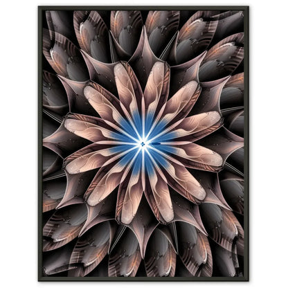 Faszinierendes Poster mit floralem Mandala Muster in Blau und Braun