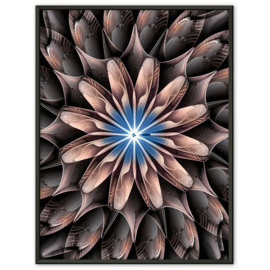 Faszinierendes Poster mit floralem Mandala Muster in Blau und Braun