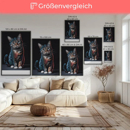 Faszinierendes Poster mit Katze im Binärcode für digitale Kunstliebhaber
