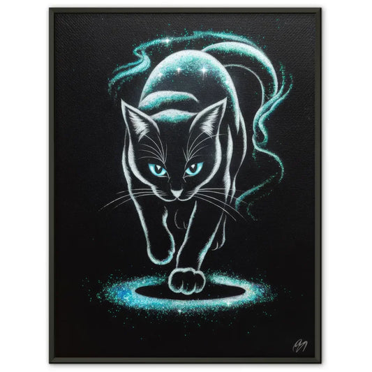 Mystische Katze Poster mit Glitzerkunst und blauen Augen für dein Zuhause