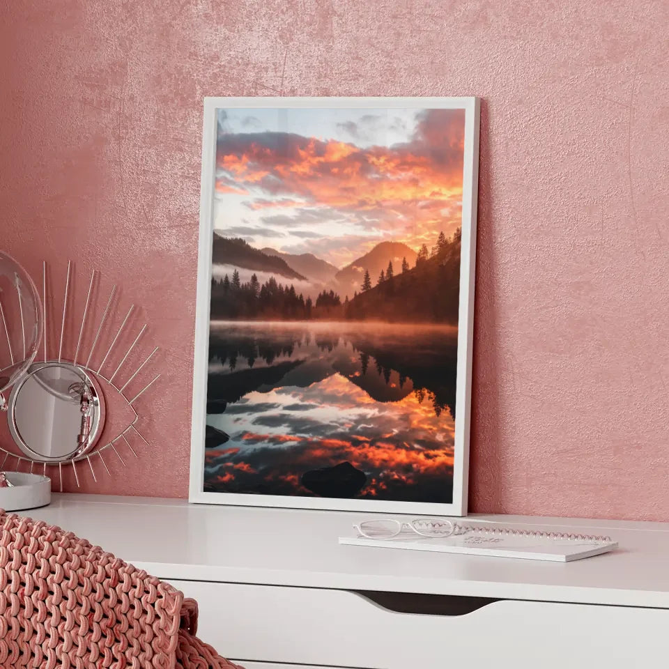 Poster Sonnenaufgang am See für eine bezaubernde Naturdekoration