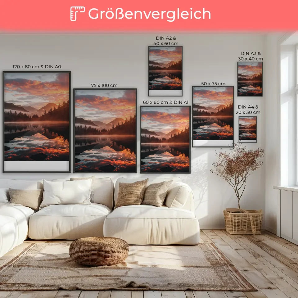 Poster Sonnenaufgang am See für eine bezaubernde Naturdekoration