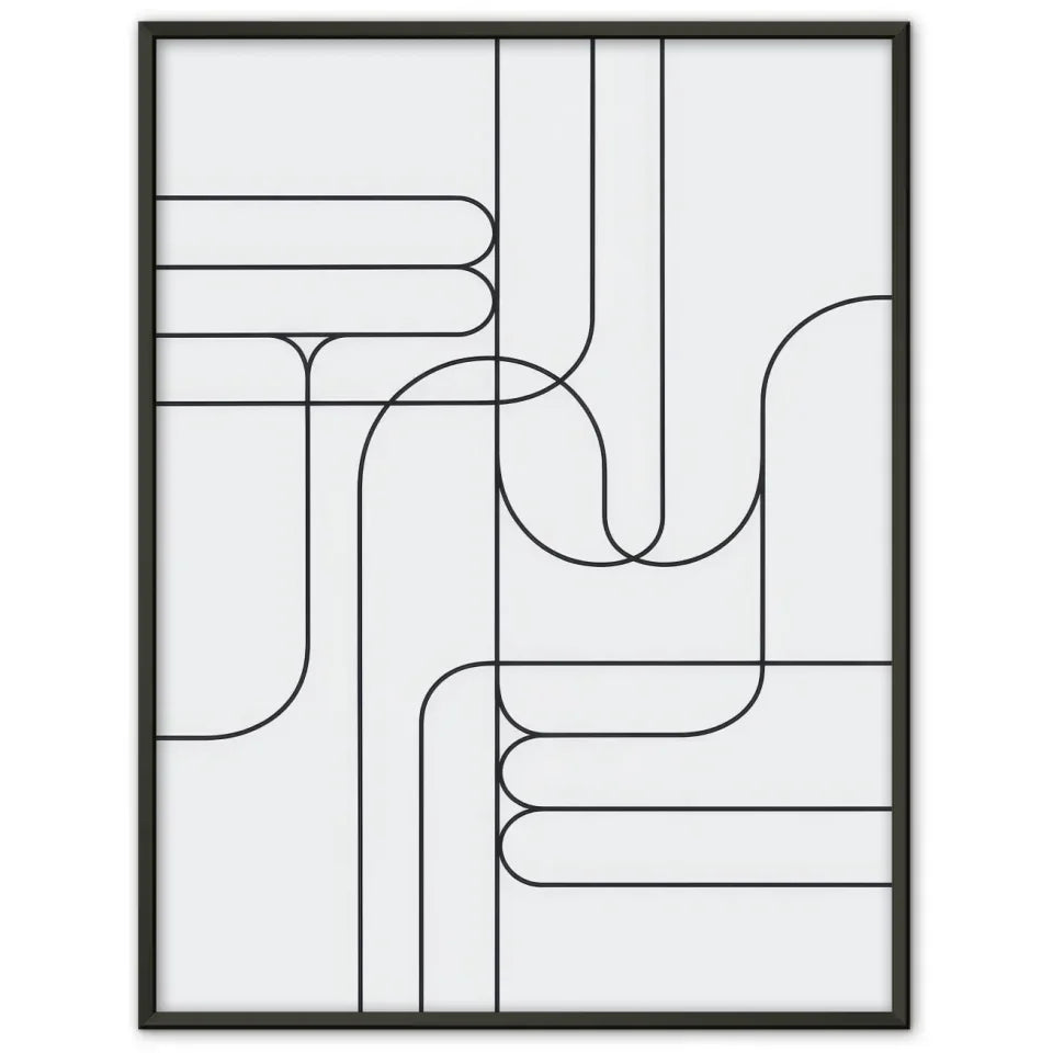 Abstraktes Poster mit minimalistischen Linien auf weißem Hintergrund