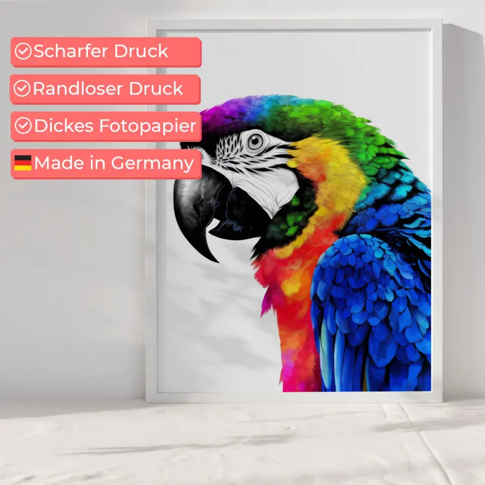 Regenbogen Papagei Poster Minimalistische Kunst für lebendige Räume