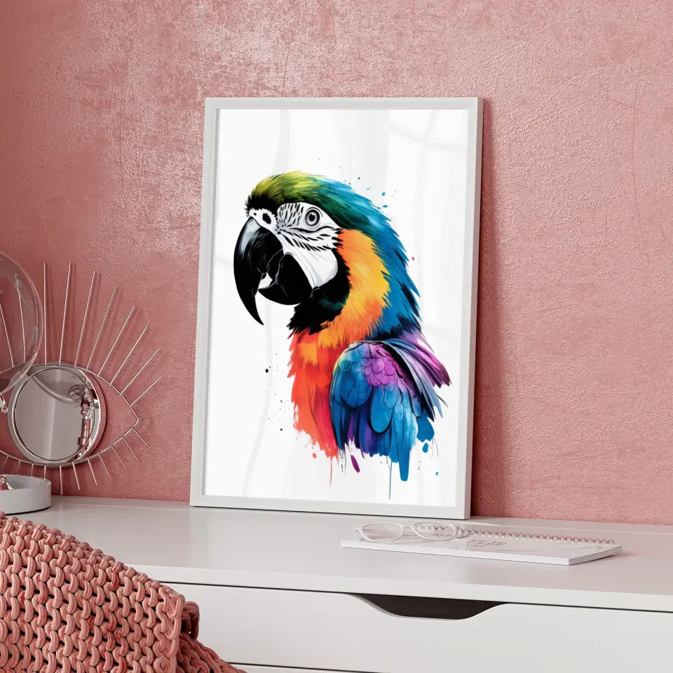 Regenbogen Papagei Poster Minimalistische Kunst für lebendige Räume