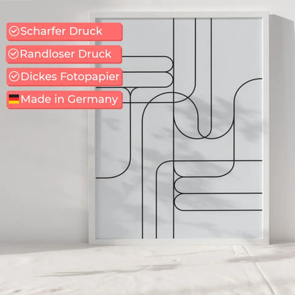 Abstraktes Poster mit minimalistischen Linien auf weißem Hintergrund