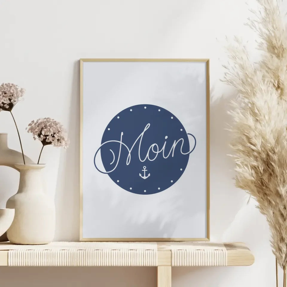Poster mit Moin Design in Blau Minimalistisch und Elegant Dekorativ