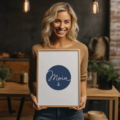 Poster mit Moin Design in Blau Minimalistisch und Elegant Dekorativ